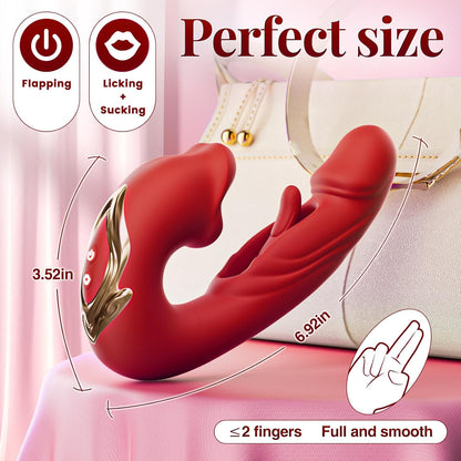 Dildo Thrusting Vibrator Sex Toys - Vibrators Dildos Women Sex Toy with 7 Flapping & Vibrating & Licking Modes Tongue Toy for Women for Thrusting Dildo Adult Toys