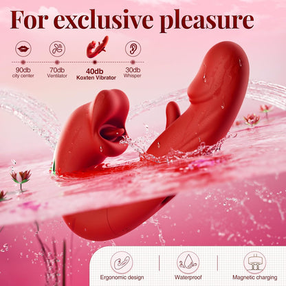 Dildo Thrusting Vibrator Sex Toys - Vibrators Dildos Women Sex Toy with 7 Flapping & Vibrating & Licking Modes Tongue Toy for Women for Thrusting Dildo Adult Toys