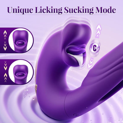 Dildo Thrusting Vibrator Sex Toys - Vibrators Dildos Women Sex Toy with 7 Flapping & Vibrating & Licking Modes Tongue Toy for Women for Thrusting Dildo Adult Toys