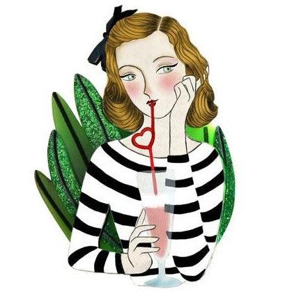 PinUp with Milkshake Brooch by Laliblue