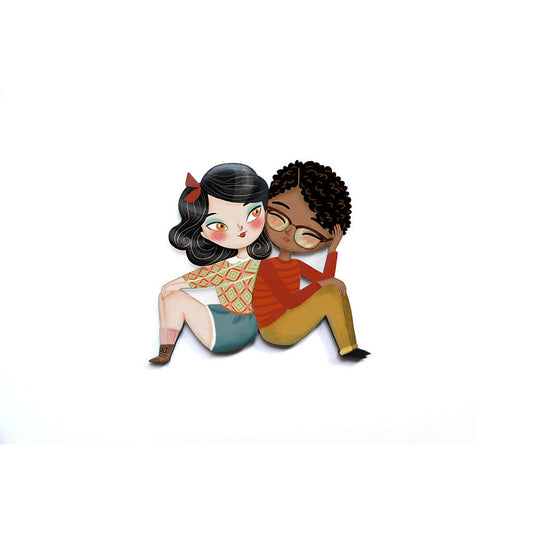 Puzzle with brunette girl brooch by Laliblue